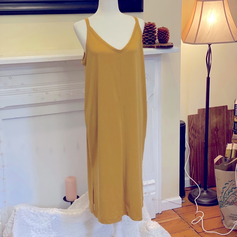 Mustard midi shift dress